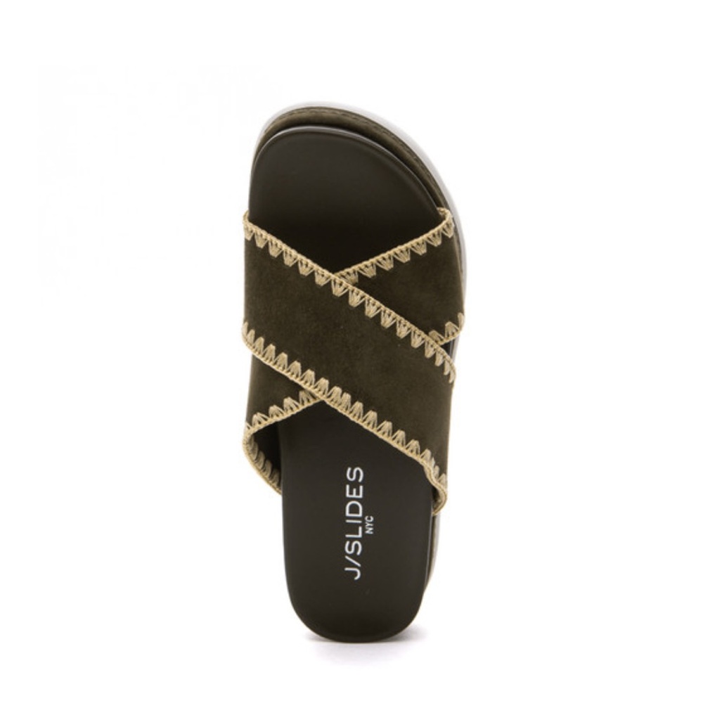 NWT J/SLIDES BOO Khaki Suede Sandal - Picture 5 of 14